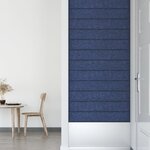 vidaXL Panneaux muraux 12 Pièces Bleu 90x15 cm Tissu 1 62 m²
