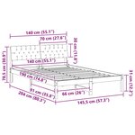 vidaXL Cadre de lit Marron et noir 140 x 190 cm Bois massif en pin