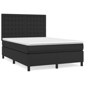 vidaXL Sommier à lattes de lit avec matelas Noir 140x190 cm Similicuir