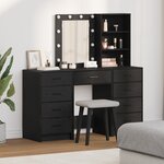 Ensemble de coiffeuse 3 pièces avec LED en bois aggloméré noir