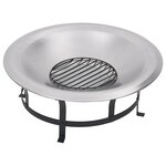 vidaXL Foyer extérieur avec gril en acier inoxydable 76 cm