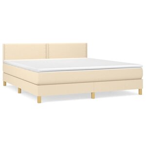 vidaXL Sommier à lattes de lit avec matelas Crème 180x200 cm Tissu