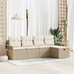 vidaXL Ensemble de canapé de jardin 5 pièces avec coussins Beige Rattan PE