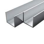 Vidaxl canal aluminium 4 pcs profil en u 2 m 10x10x2 mm