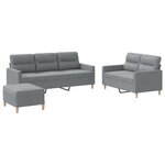 vidaXL Ensemble de canapés 3 Pièces avec coussins Gris clair Tissu