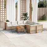 vidaXL Salon de jardin avec coussins 9 Pièces beige résine tressée