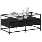 vidaXL Table basse avec dessus en verre noir 98 5x50x45 cm acier
