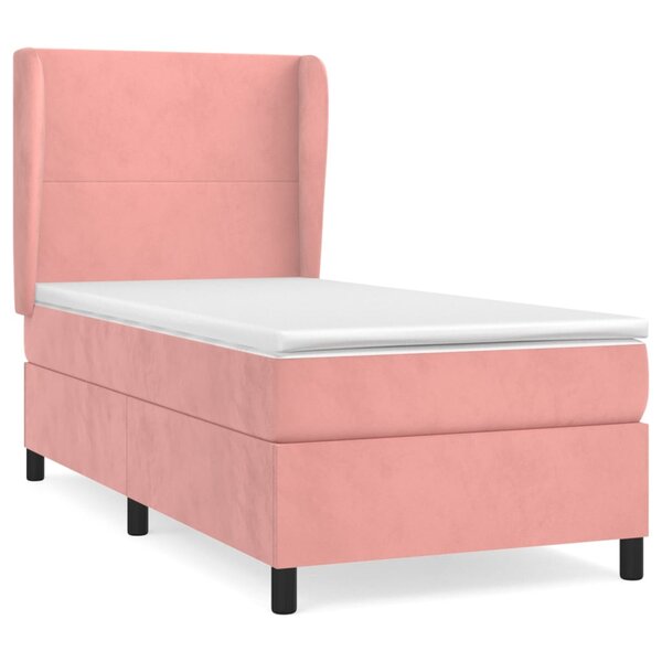 vidaXL Sommier à lattes de lit avec matelas Rose 100x200 cm Velours