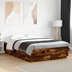 vidaXL Cadre de lit avec LED sans matelas chêne fumé 150x200 cm