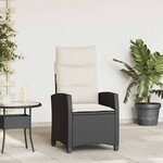 vidaXL Chaise de jardin inclinable avec table d'appoint noir polyrotin