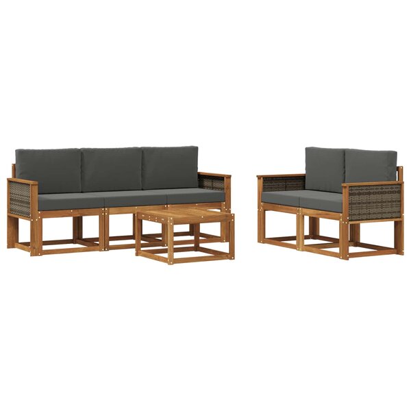 vidaXL Ensemble de canapés d'extérieur 6 pc Naturel et Anthracite
