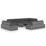 Salon de jardin meuble d'extérieur ensemble de mobilier 10 pièces avec coussins gris résine tressée 02_0015046