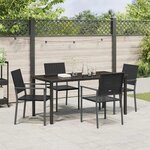 vidaXL Ensemble de salle à manger pour jardin 5 Pièces Noir Poly rotin