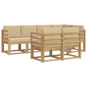 vidaXL Ensemble de canapés d'extérieur 7 pc Blanc et Beige Polyester
