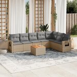 vidaXL Salon de jardin avec coussins 8 Pièces beige résine tressée