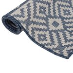 vidaXL Tapis à tissage plat d'extérieur 100x200 cm Rayures bleues