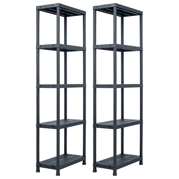 vidaXL Étagères de rangement 2 Pièces Noir 125 kg 60x30x180 cm Plastique