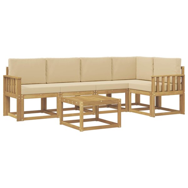 vidaXL Ensemble de canapés d'extérieur 6 pc Blanc et Beige