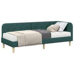 vidaXL Cadre de lit d'angle avec matelas Vert foncé 80 x 200 cm tissu