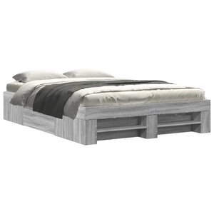vidaXL Cadre de lit sans matelas sonoma gris 135x190 cm