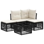 vidaXL Ensemble de canapé de jardin 5 Pièces Noir polyrotin