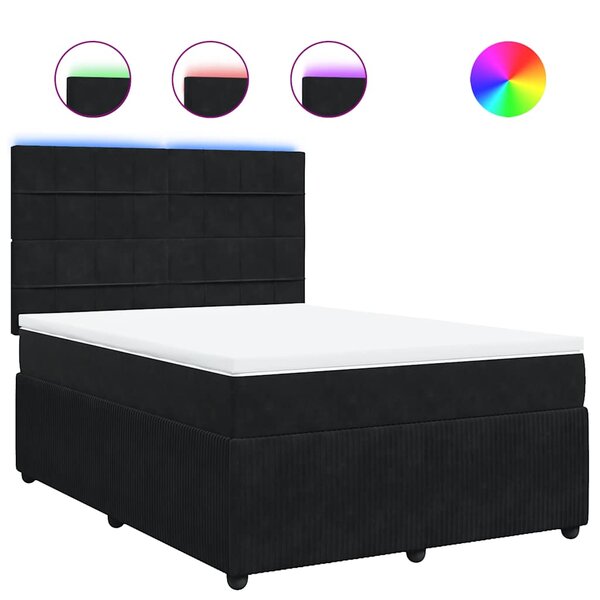 vidaXL Sommier à lattes de lit avec matelas Noir 140x190 cm Velours