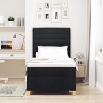 vidaXL Lit à ressorts noir 100x200 cm avec matelas en tissu