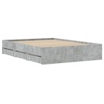 vidaXL Cadre de lit avec tiroirs sans matelas gris béton 135x190 cm