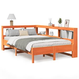 vidaXL Lit bibliothèque sans matelas cire marron 120x200 cm pin massif