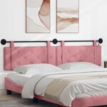 vidaXL Tête de lit suspendue Avec lumière LED Rose Velours
