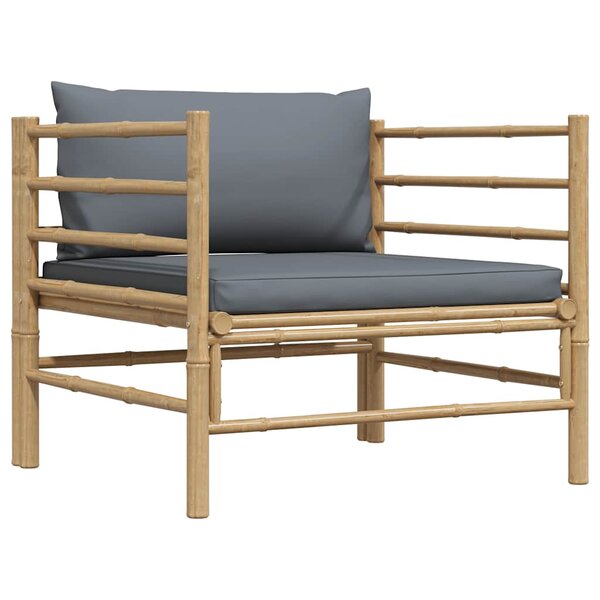 vidaXL Canapé de jardin avec coussins gris foncé Bambou