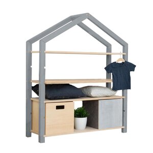 Etagère cabane POLLY - bois gris et vernis