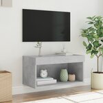 vidaXL Meuble TV avec lumières LED gris béton 60x30x30 cm