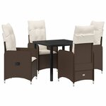vidaXL Ensemble de salle à manger de jardin 5 pièces avec coussins marron en poly rotin