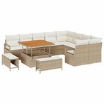 vidaXL Ensemble de canapé de jardin avec coussin 12 Pièces Beige et crème