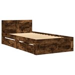 vidaXL Cadre de lit avec tête de lit sans matelas chêne fumé 75x190 cm