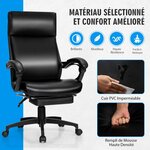 Fauteuil de bureau pivotant dossier inclinable ergonomique avec repose-pieds réglable en hauteur 62 x 71 5 x 109-119 cm noir 20_0005808