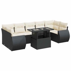 vidaXL Salon de jardin 8 Pièces avec coussins noir résine tressée