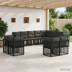 vidaXL Ensemble de canapés d'extérieur Noir et Gris foncé Polyester