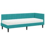 vidaXL Cadre de lit d'angle avec matelas 2 pc Turquoise 80 x 200 cm