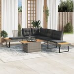 vidaXL Salon de jardin avec coussins 5 Pièces gris résine tressée acacia