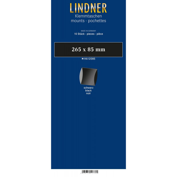 Bandes double soudure 265 x 85 mm pour carnets de timbres. Fond - Noir