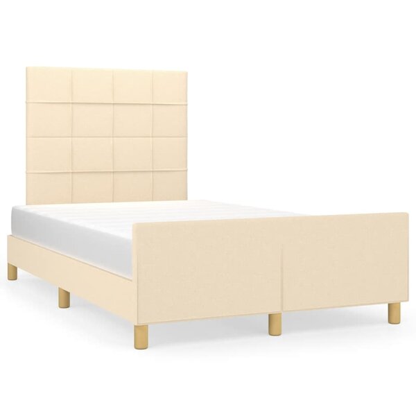 vidaXL Cadre de lit avec tête de lit Crème 120x200 cm Tissu