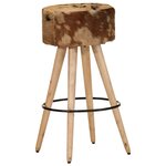 vidaXL Tabourets de bar lot de 2 cuir véritable et bois de manguier