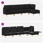 vidaXL Canapé modulaire avec rangement 5 Pièces Noir Tissu