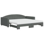 vidaXL Lit de jour avec gigogne et matelas gris foncé 100x200 cm tissu