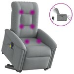 vidaXL Fauteuil inclinable de massage électrique Gris clair Tissu