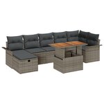 vidaXL Canapés de jardin 8 pièces avec coussins Gris Poly Rotin