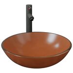 vidaXL Lavabo de bain avec robinet et drain à poussoir Verre trempé