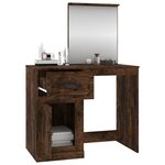 vidaXL Coiffeuse et miroir chêne fumé 90x50x132 5 cm bois d'ingénierie